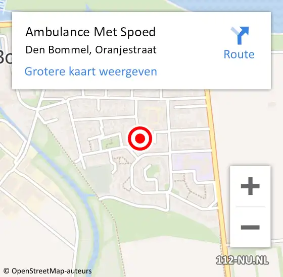 Locatie op kaart van de 112 melding: Ambulance Met Spoed Naar Den Bommel, Oranjestraat op 15 september 2021 19:18