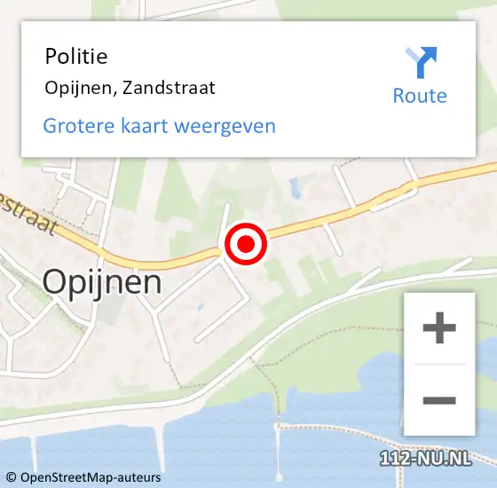 Locatie op kaart van de 112 melding: Politie Opijnen, Zandstraat op 15 september 2021 19:24
