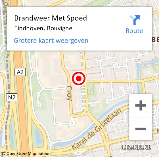 Locatie op kaart van de 112 melding: Brandweer Met Spoed Naar Eindhoven, Bouvigne op 15 september 2021 20:51