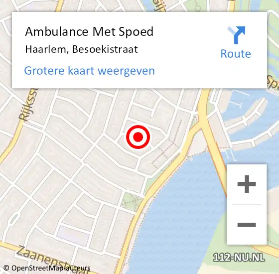 Locatie op kaart van de 112 melding: Ambulance Met Spoed Naar Haarlem, Besoekistraat op 15 september 2021 20:54