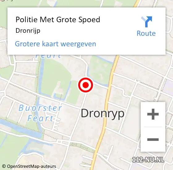 Locatie op kaart van de 112 melding: Politie Met Grote Spoed Naar Dronrijp op 15 september 2021 21:07