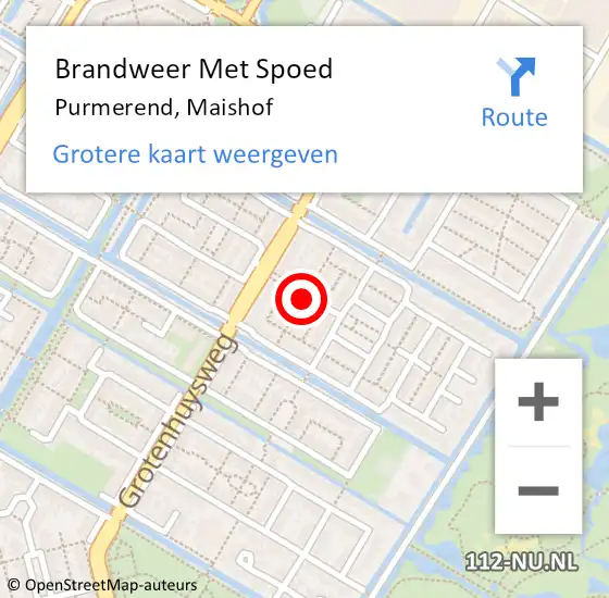 Locatie op kaart van de 112 melding: Brandweer Met Spoed Naar Purmerend, Maishof op 15 september 2021 21:08