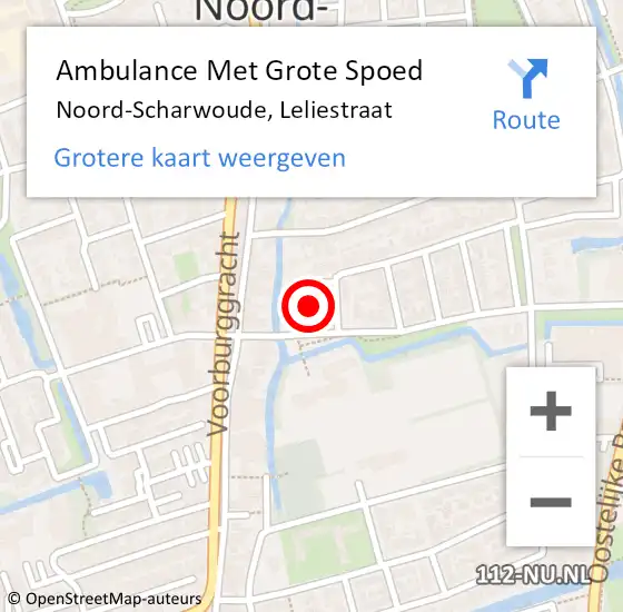 Locatie op kaart van de 112 melding: Ambulance Met Grote Spoed Naar Noord-Scharwoude, Leliestraat op 15 september 2021 21:09