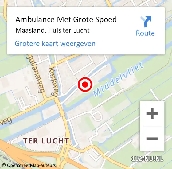 Locatie op kaart van de 112 melding: Ambulance Met Grote Spoed Naar Maasland, Huis ter Lucht op 15 september 2021 21:10