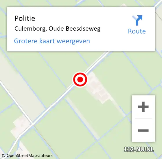 Locatie op kaart van de 112 melding: Politie Culemborg, Oude Beesdseweg op 23 juni 2014 08:07