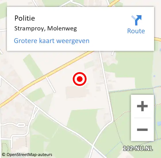 Locatie op kaart van de 112 melding: Politie Stramproy, Molenweg op 15 september 2021 21:47