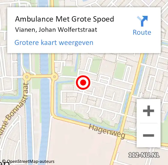 Locatie op kaart van de 112 melding: Ambulance Met Grote Spoed Naar Vianen, Johan Wolfertstraat op 5 oktober 2013 23:41