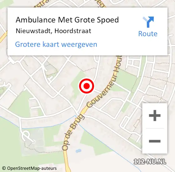 Locatie op kaart van de 112 melding: Ambulance Met Grote Spoed Naar Nieuwstadt, Hoordstraat op 23 juni 2014 08:11