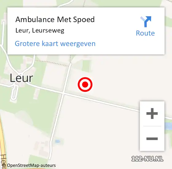 Locatie op kaart van de 112 melding: Ambulance Met Spoed Naar Leur, Leurseweg op 15 september 2021 22:20