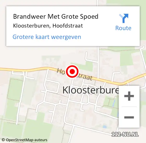 Locatie op kaart van de 112 melding: Brandweer Met Grote Spoed Naar Kloosterburen, Hoofdstraat op 15 september 2021 23:39