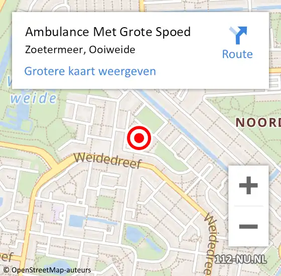 Locatie op kaart van de 112 melding: Ambulance Met Grote Spoed Naar Zoetermeer, Ooiweide op 16 september 2021 00:04