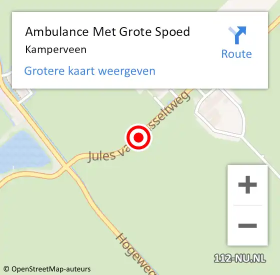 Locatie op kaart van de 112 melding: Ambulance Met Grote Spoed Naar Kamperveen op 16 september 2021 00:12