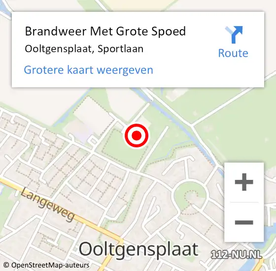 Locatie op kaart van de 112 melding: Brandweer Met Grote Spoed Naar Ooltgensplaat, Sportlaan op 16 september 2021 00:23