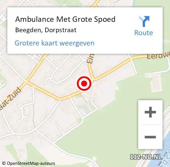 Locatie op kaart van de 112 melding: Ambulance Met Grote Spoed Naar Beegden, Dorpstraat op 16 september 2021 01:12