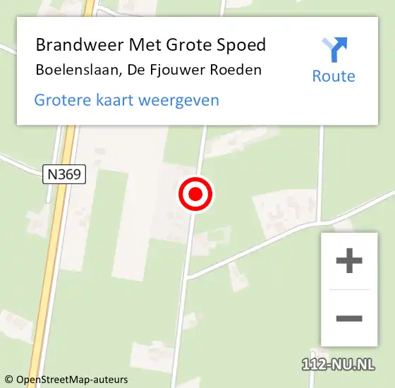 Locatie op kaart van de 112 melding: Brandweer Met Grote Spoed Naar Boelenslaan, De Fjouwer Roeden op 16 september 2021 01:38