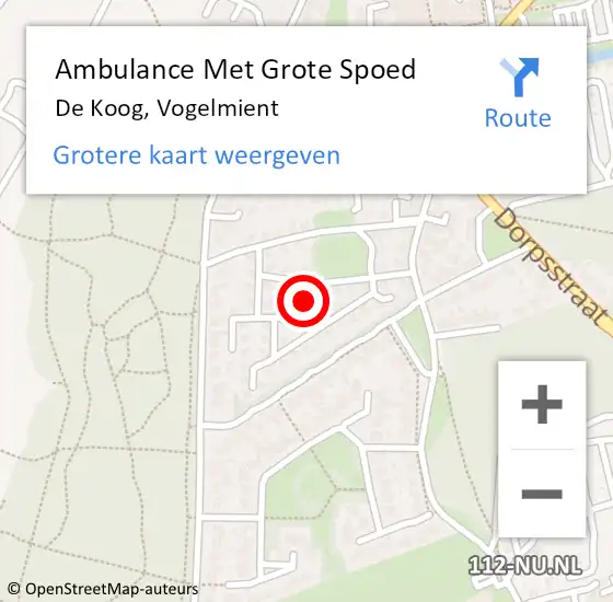 Locatie op kaart van de 112 melding: Ambulance Met Grote Spoed Naar De Koog, Vogelmient op 16 september 2021 02:16