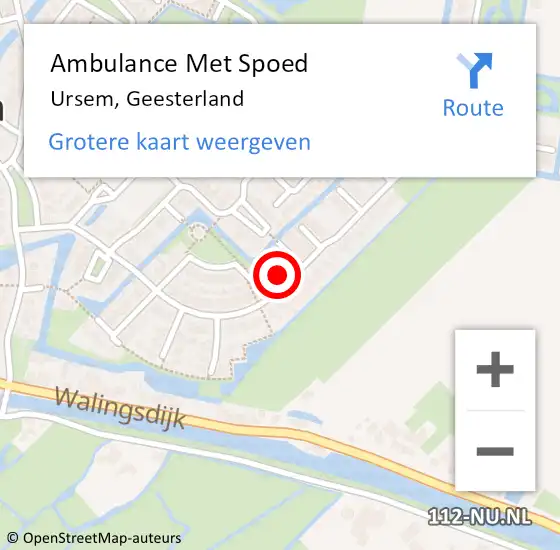 Locatie op kaart van de 112 melding: Ambulance Met Spoed Naar Ursem, Geesterland op 16 september 2021 03:48