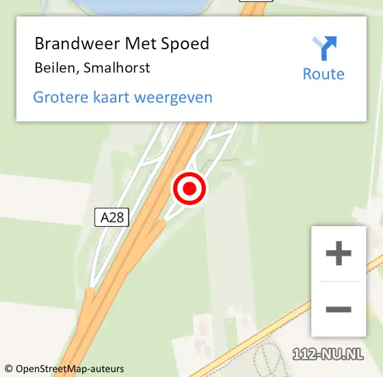 Locatie op kaart van de 112 melding: Brandweer Met Spoed Naar Beilen, Smalhorst op 16 september 2021 04:11