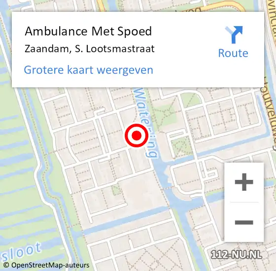 Locatie op kaart van de 112 melding: Ambulance Met Spoed Naar Zaandam, S. Lootsmastraat op 16 september 2021 04:28