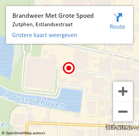 Locatie op kaart van de 112 melding: Brandweer Met Grote Spoed Naar Zutphen, Estlandsestraat op 16 september 2021 05:43