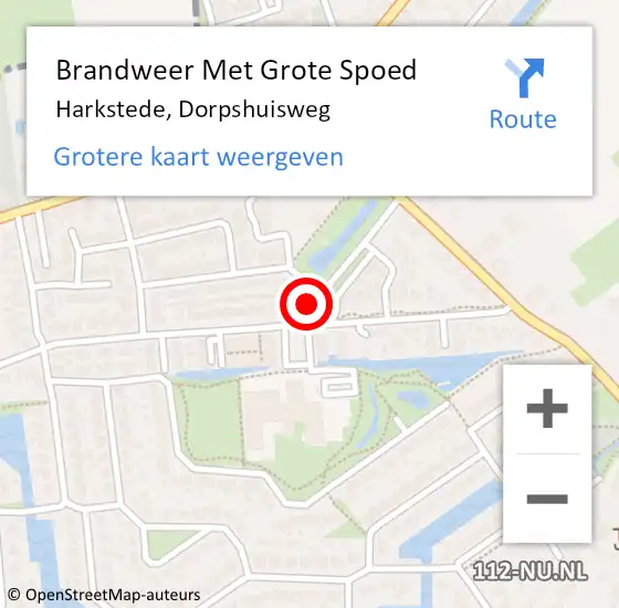 Locatie op kaart van de 112 melding: Brandweer Met Grote Spoed Naar Harkstede, Dorpshuisweg op 16 september 2021 06:23