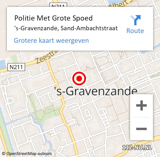 Locatie op kaart van de 112 melding: Politie Met Grote Spoed Naar 's-Gravenzande, Sand-Ambachtstraat op 16 september 2021 06:34