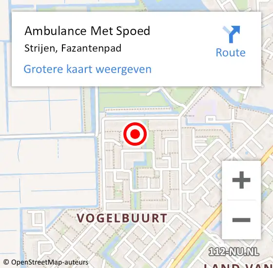 Locatie op kaart van de 112 melding: Ambulance Met Spoed Naar Strijen, Fazantenpad op 16 september 2021 06:41