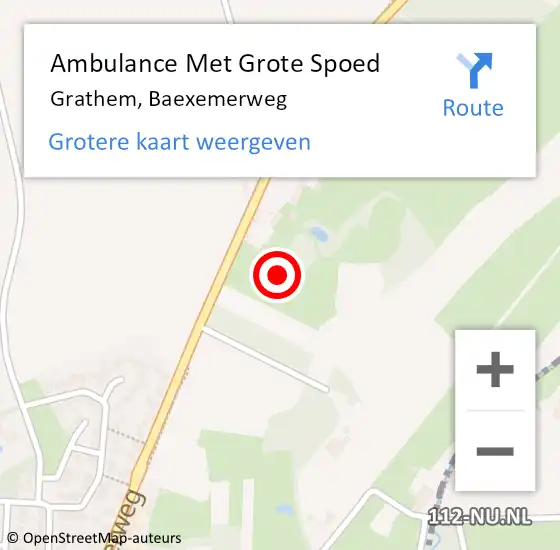 Locatie op kaart van de 112 melding: Ambulance Met Grote Spoed Naar Grathem, Baexemerweg op 16 september 2021 06:45