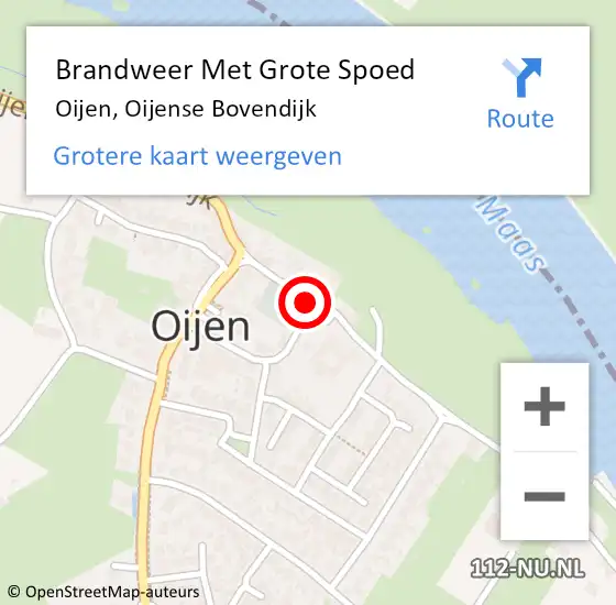 Locatie op kaart van de 112 melding: Brandweer Met Grote Spoed Naar Oijen, Oijense Bovendijk op 16 september 2021 07:04