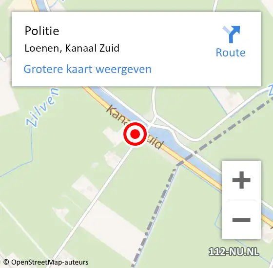 Locatie op kaart van de 112 melding: Politie Loenen, Kanaal Zuid op 16 september 2021 07:17