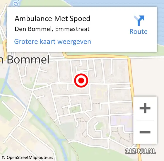 Locatie op kaart van de 112 melding: Ambulance Met Spoed Naar Den Bommel, Emmastraat op 16 september 2021 07:25