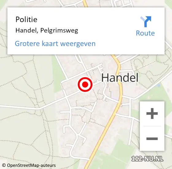 Locatie op kaart van de 112 melding: Politie Handel, Pelgrimsweg op 16 september 2021 07:27