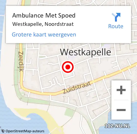 Locatie op kaart van de 112 melding: Ambulance Met Spoed Naar Westkapelle, Noordstraat op 23 juni 2014 08:30