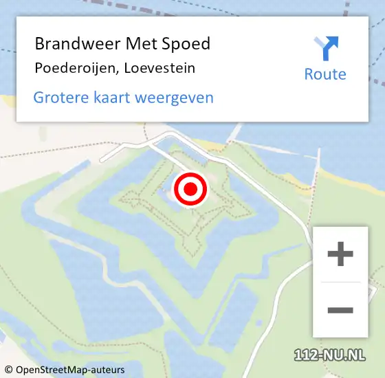 Locatie op kaart van de 112 melding: Brandweer Met Spoed Naar Poederoijen, Loevestein op 16 september 2021 07:33