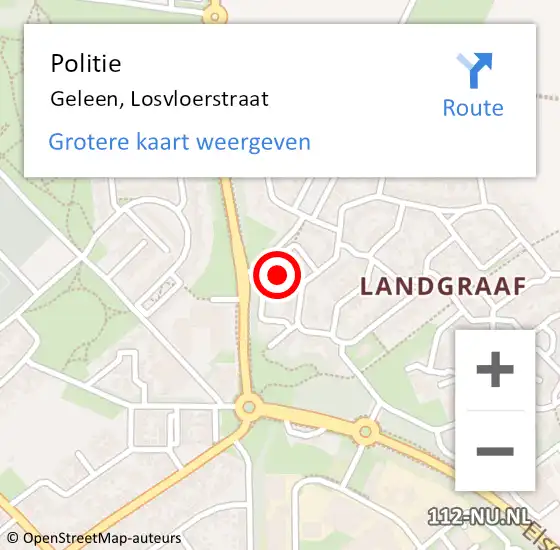 Locatie op kaart van de 112 melding: Politie Geleen, Losvloerstraat op 16 september 2021 07:44