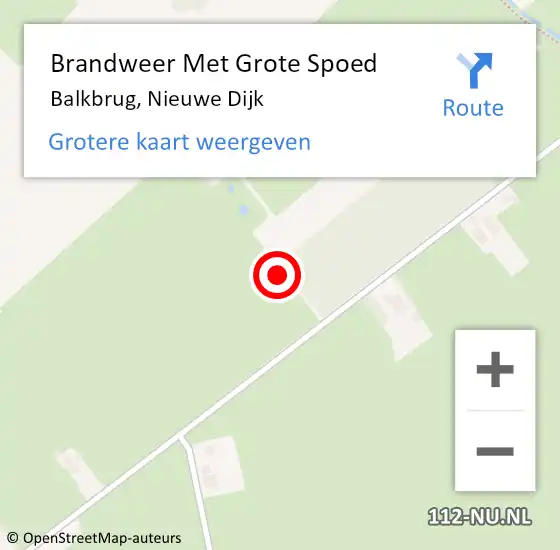 Locatie op kaart van de 112 melding: Brandweer Met Grote Spoed Naar Balkbrug, Nieuwe Dijk op 16 september 2021 08:00