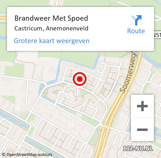 Locatie op kaart van de 112 melding: Brandweer Met Spoed Naar Castricum, Anemonenveld op 16 september 2021 08:39