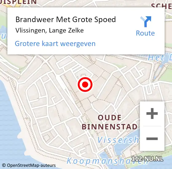 Locatie op kaart van de 112 melding: Brandweer Met Grote Spoed Naar Vlissingen, Lange Zelke op 16 september 2021 08:53