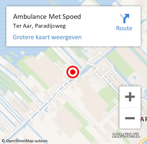 Locatie op kaart van de 112 melding: Ambulance Met Spoed Naar Ter Aar, Paradijsweg op 23 juni 2014 08:48