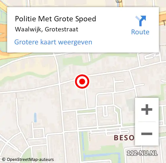 Locatie op kaart van de 112 melding: Politie Met Grote Spoed Naar Waalwijk, Grotestraat op 16 september 2021 10:33