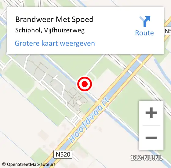 Locatie op kaart van de 112 melding: Brandweer Met Spoed Naar Schiphol, Vijfhuizerweg op 16 september 2021 10:36