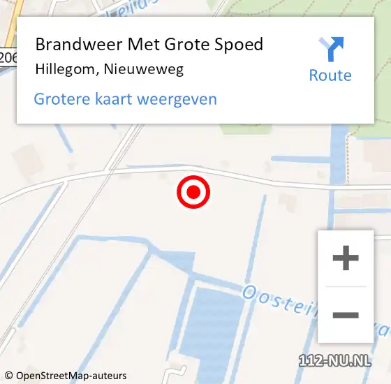 Locatie op kaart van de 112 melding: Brandweer Met Grote Spoed Naar Hillegom, Nieuweweg op 16 september 2021 10:37