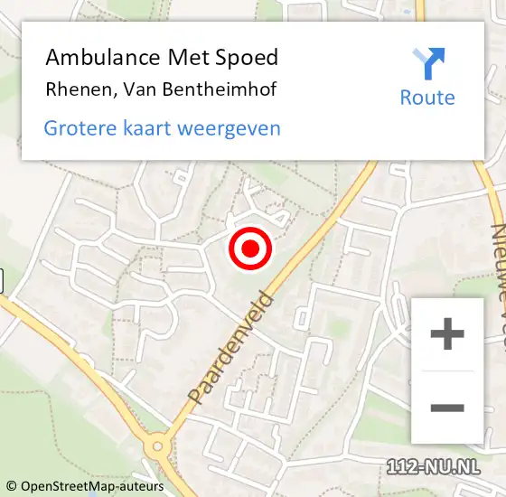 Locatie op kaart van de 112 melding: Ambulance Met Spoed Naar Rhenen, Van Bentheimhof op 16 september 2021 10:47