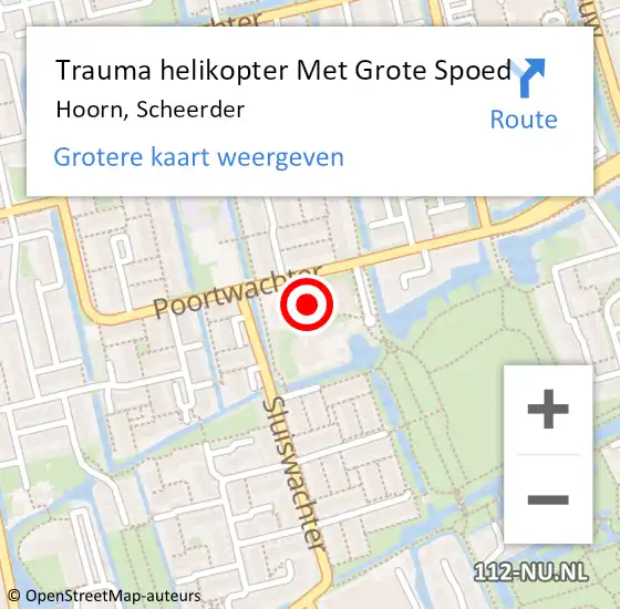 Locatie op kaart van de 112 melding: Trauma helikopter Met Grote Spoed Naar Hoorn, Scheerder op 16 september 2021 10:54