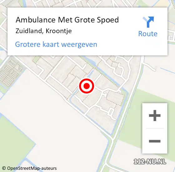 Locatie op kaart van de 112 melding: Ambulance Met Grote Spoed Naar Zuidland, Kroontje op 16 september 2021 11:30