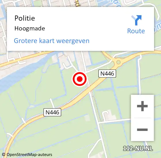 Locatie op kaart van de 112 melding: Politie Hoogmade op 16 september 2021 11:30