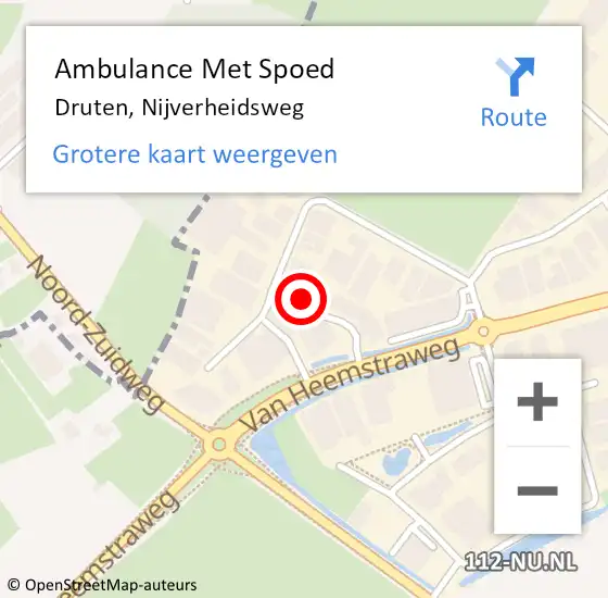 Locatie op kaart van de 112 melding: Ambulance Met Spoed Naar Druten, Nijverheidsweg op 16 september 2021 12:15