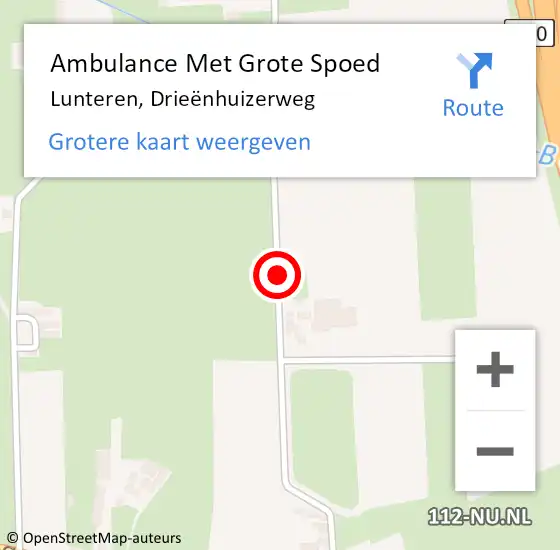 Locatie op kaart van de 112 melding: Ambulance Met Grote Spoed Naar Lunteren, Drieënhuizerweg op 16 september 2021 12:25