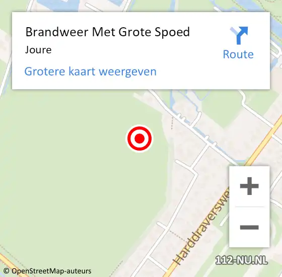 Locatie op kaart van de 112 melding: Brandweer Met Grote Spoed Naar Joure op 16 september 2021 12:29