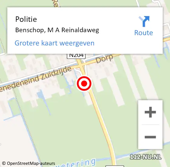 Locatie op kaart van de 112 melding: Politie Benschop, M A Reinaldaweg op 16 september 2021 12:32